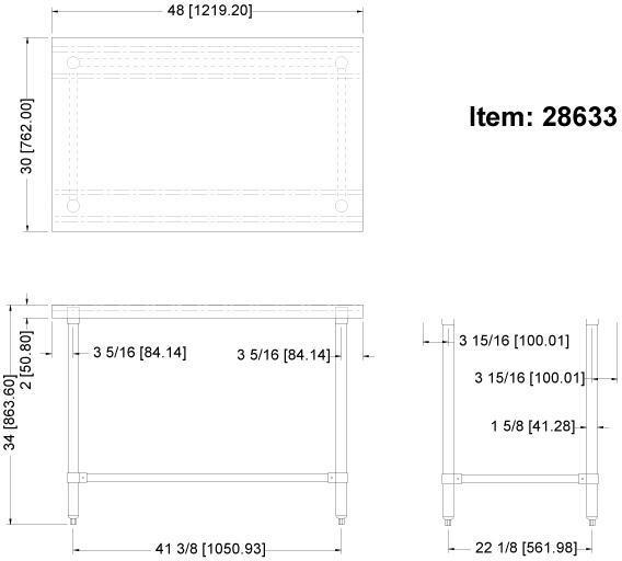 Omcan - 30” x 48” Stainless Steel Work Table with Leg Brace & Open Base - 28633