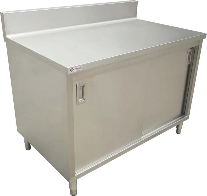 Omcan - 30" x 48" Worktable with Backsplash & Sliding Doors - 45281