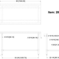 Omcan - 30” x 60” Stainless Steel Work Table with Leg Brace & Open Base - 28634