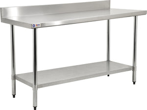 Omcan - 30” x 72" Elite Stainless Steel Work Table with 4" Backsplash - 23805
