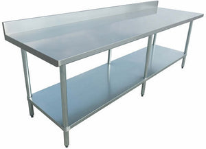 Omcan - 30” x 84" Elite Stainless Steel Work Table with 4" Backsplash - 23806