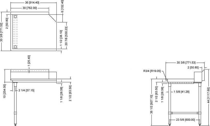 Omcan - 36” Left Side Clean Dish Table - 28474