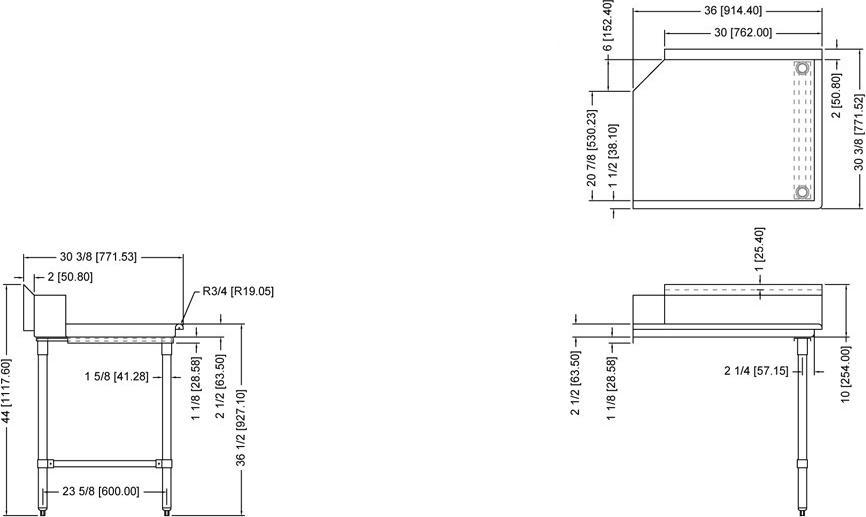 Omcan - 36” Right Side Clean Dish Table - 28475