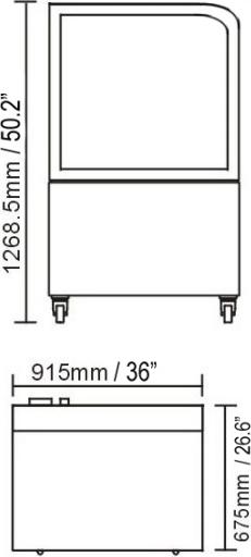 Omcan - 36" Standing Cubed Glass Refrigerated Display Case with Curved Glass - RS-CN-0270