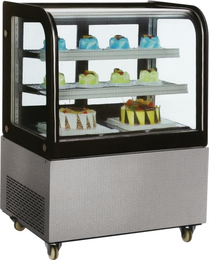 Omcan - 36" Standing Cubed Glass Refrigerated Display Case with Curved Glass - RS-CN-0270