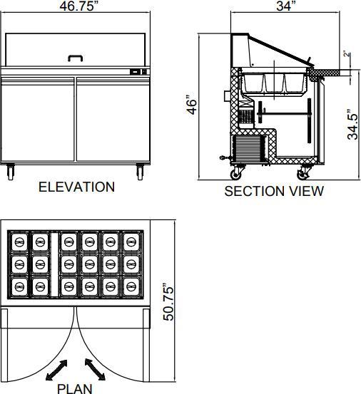 Omcan - 47” Mega Refrigerated Prep Table - PT-CN-1194-H