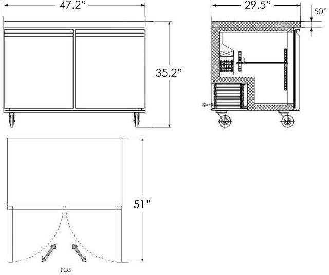 Omcan - 47" Undercounter Freezer with 12 Cu Ft - FR-CN-1219-HC