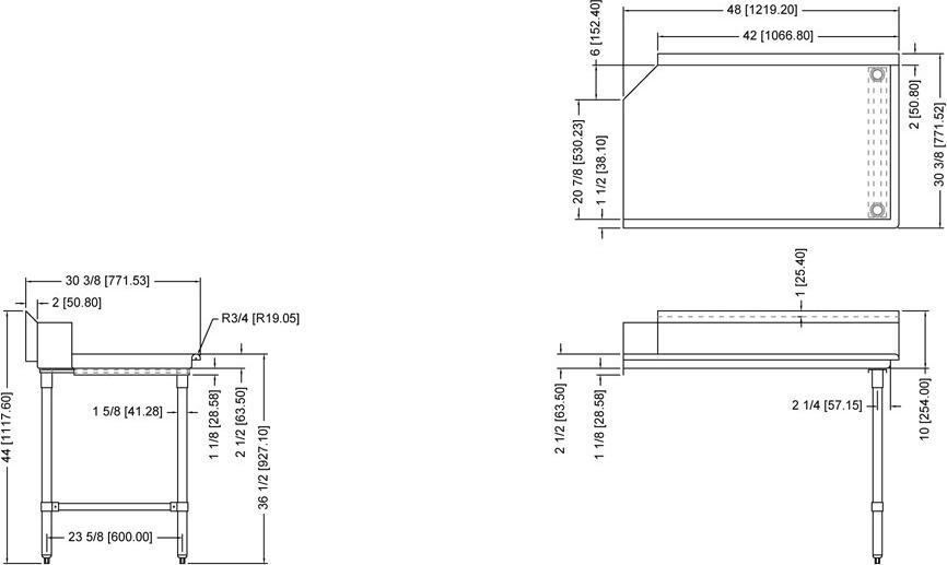 Omcan - 48” Right Side Clean Dish Table - 28477