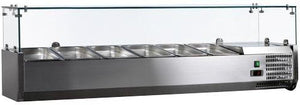 Omcan - 59" Refrigerated Topping Rail with Glass Sneeze Guard - RS-CN-0006-P