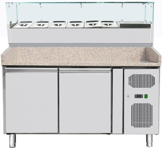 Omcan - 59" Refrigerated Topping Rail with Glass Sneeze Guard - RS-CN-0006-P