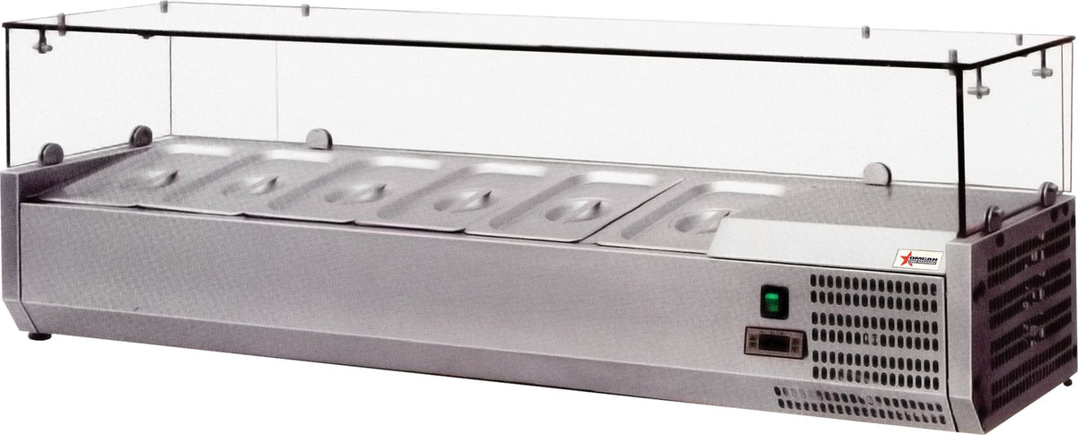 Omcan - 59" Refrigerated Topping Rail with Glass Sneeze Guard - RS-CN-0006-P