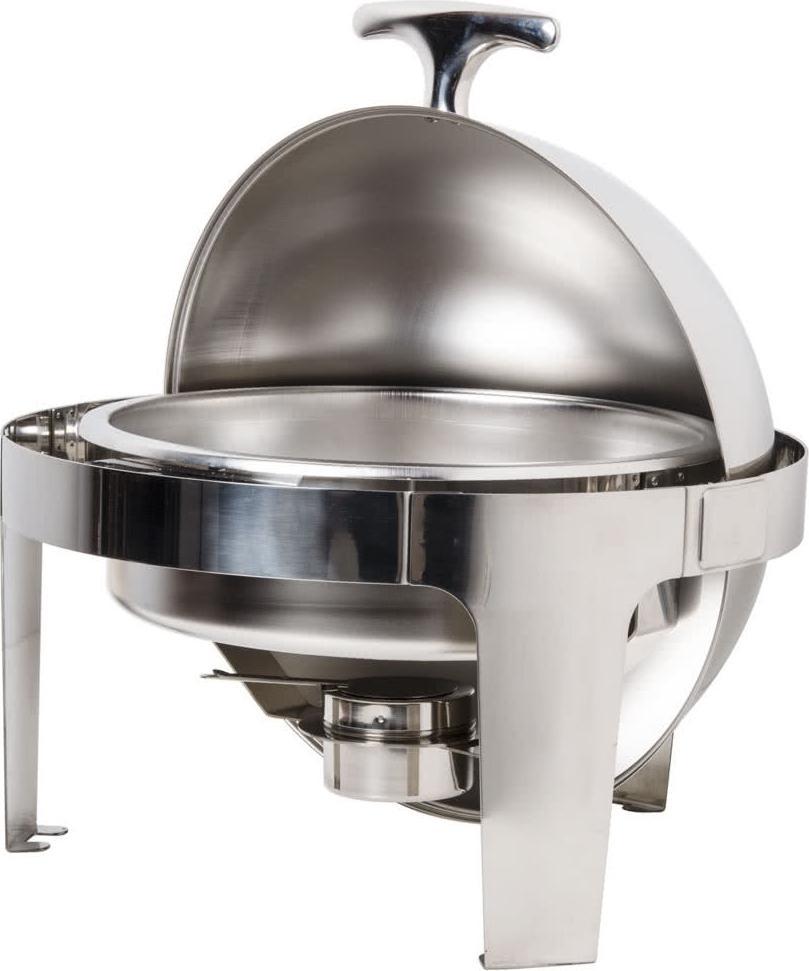 Omcan - 6 QT Round Stainless Steel Roll Top Chafer (5.6 L) - 80527