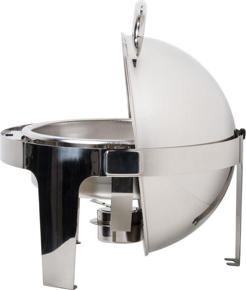 Omcan - 6 QT Round Stainless Steel Roll Top Chafer (5.6 L) - 80527