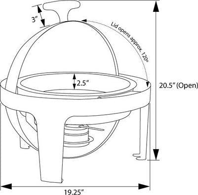 Omcan - 6 QT Round Stainless Steel Roll Top Chafer (5.6 L) - 80527