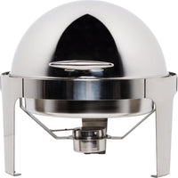 Omcan - 6 QT Round Stainless Steel Roll Top Chafer (5.6 L) - 80527