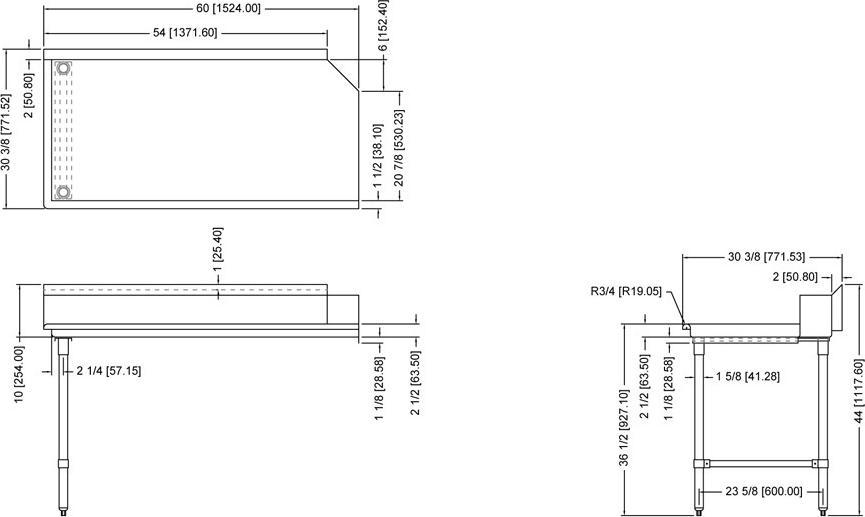 Omcan - 60” Left Side Clean Dish Table - 28478