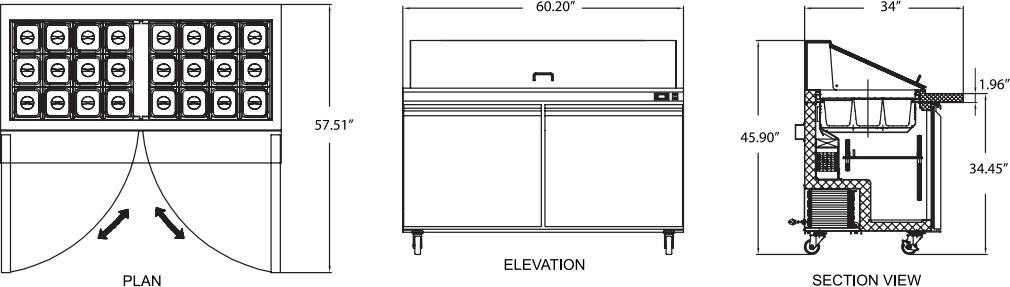 Omcan - 60” Mega Refrigerated Prep Table - PT-CN-1537-M