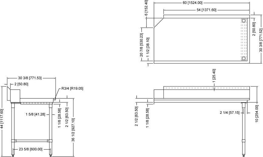 Omcan - 60” Right Side Clean Dish Table - 28479