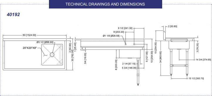 Omcan - 60” Right Side Undercounter Dish Table/Sink - 40192