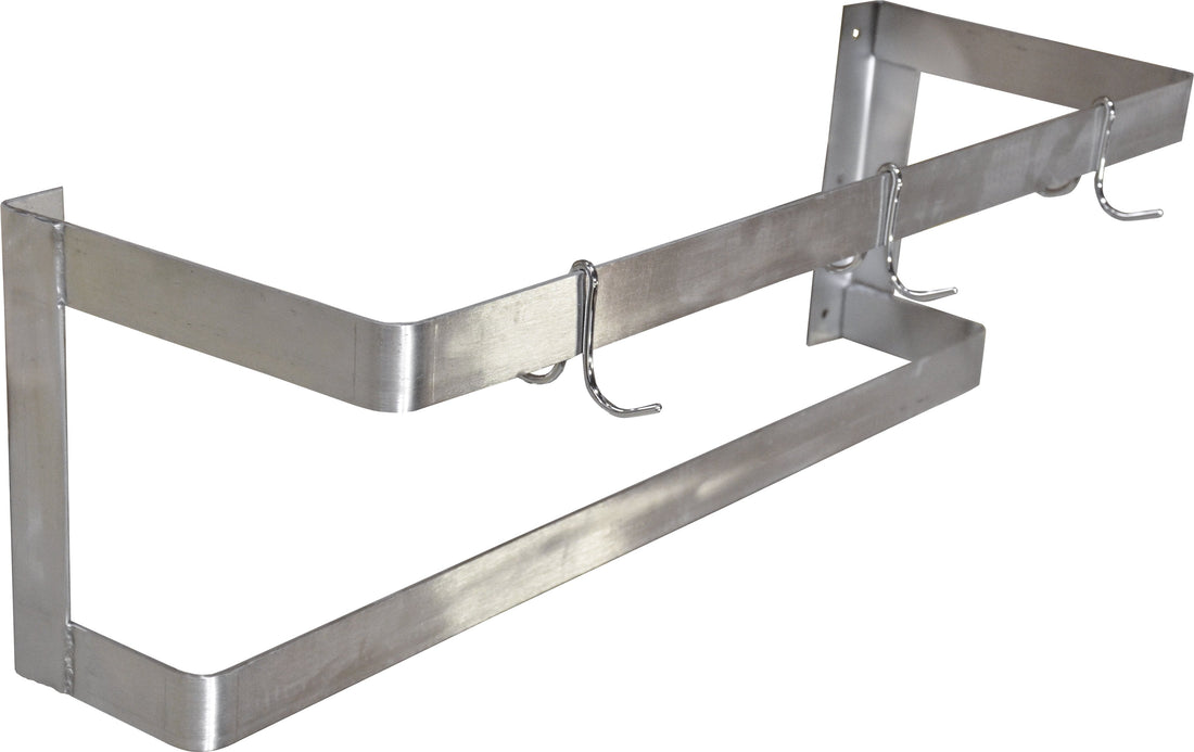 Omcan - 60" Wall-Mounted Pot Rack with 5 Chrome-Plated Pot Hooks - 31856