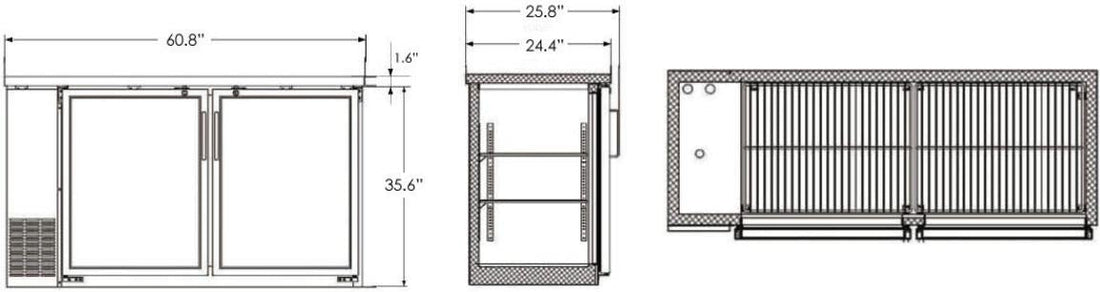 Omcan - 61" Solid 2 Door Bottle Cooler (15.8 cu. ft.) - BB-CN-0016-SH