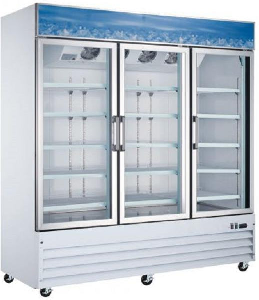 Omcan - 78" 3-Door Swing Glass Refrigerator / Cooler - RE-CN-0052