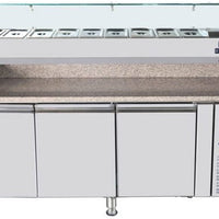 Omcan - 80” Granite-Top Refrigerated Pizza Prep Table - PT-CN-0580