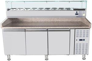 Omcan - 80” Granite-Top Refrigerated Pizza Prep Table - PT-CN-0580