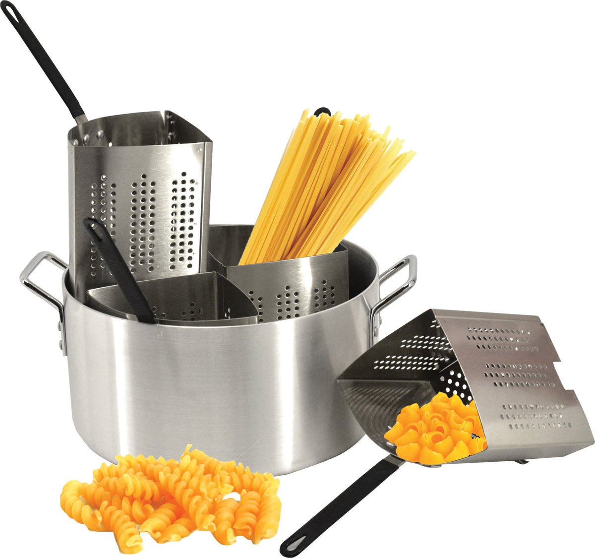 Omcan - Aluminum Pasta Cooker with 4 Stainless Steel Inserts, Pack of 6 - 40515