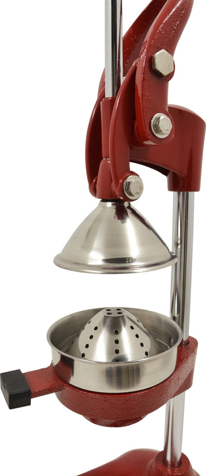 Omcan - Cast Iron Red Manual Juice Extractor with 5” Diameter Cutter Plate - 23576