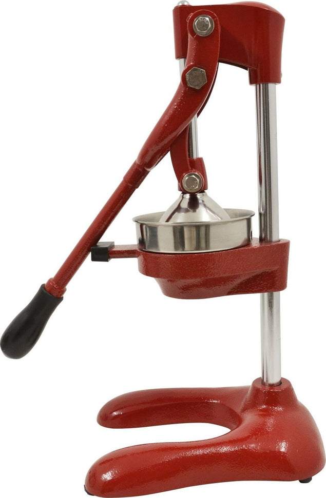 Omcan - Cast Iron Red Manual Juice Extractor with 5” Diameter Cutter Plate - 23576 (ETA April)