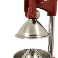 Omcan - Cast Iron Red Manual Juice Extractor with 5” Diameter Cutter Plate - 23576 (ETA April)