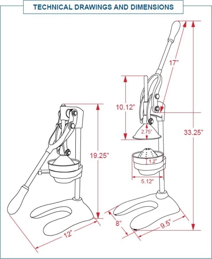 Omcan - Cast Iron Red Manual Juice Extractor with 5” Diameter Cutter Plate - 23576 (ETA April)