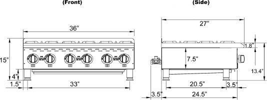 Omcan - Countertop Hot Plate with 6 Burners - CE-CN-HP636M