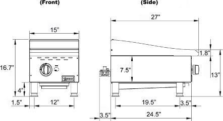 Omcan - Countertop Stainless Steel Gas Char-Broiler with 1 Burner - CE-CN-CBR15