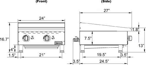 Omcan - Countertop Stainless Steel Gas Char-Broiler with 2 Burners - CE-CN-CBR24