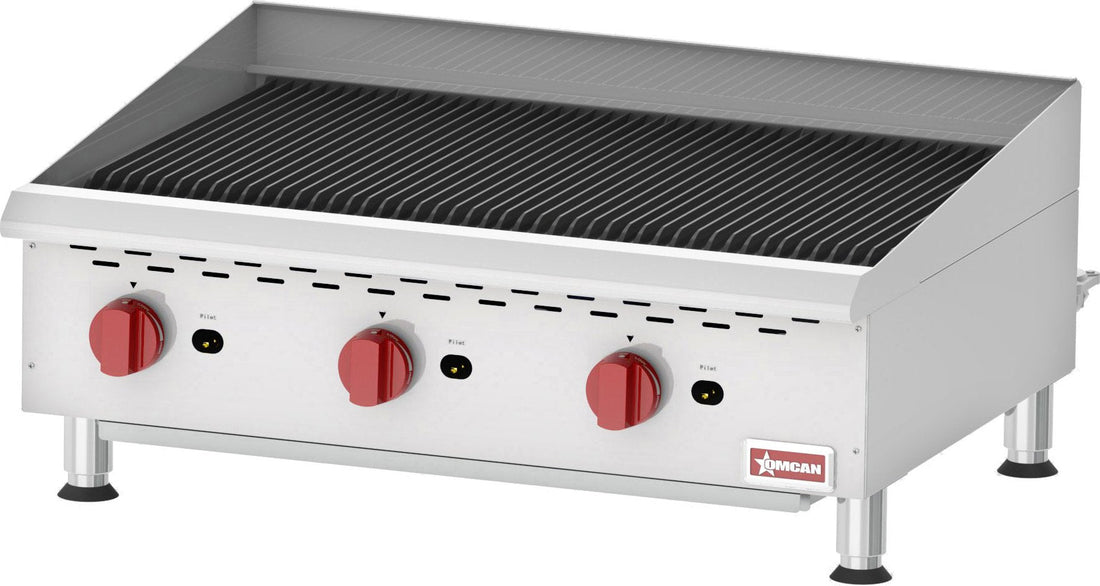 Omcan - Countertop Stainless Steel Gas Char-Broiler with 3 Burners - CE-CN-CBR36
