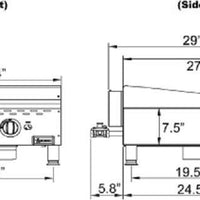 Omcan - Countertop Stainless Steel Manual Gas Griddle with 2 Burners - CE-CN-G24M