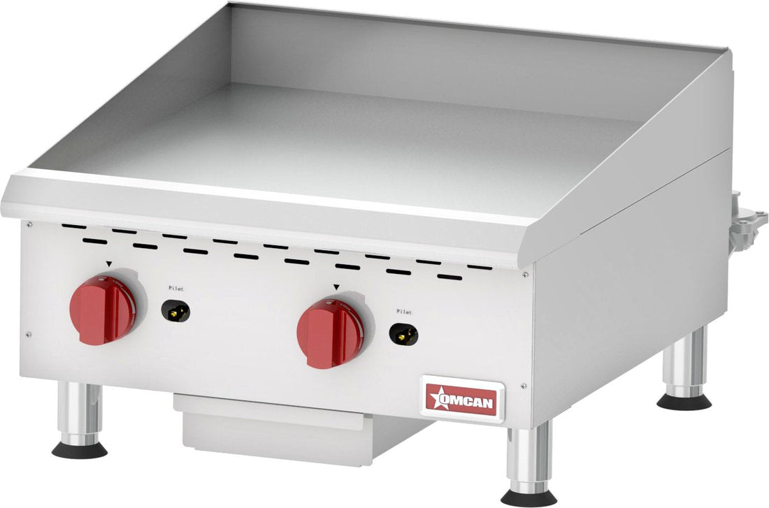 Omcan - Countertop Stainless Steel Manual Gas Griddle with 2 Burners - CE-CN-G24M