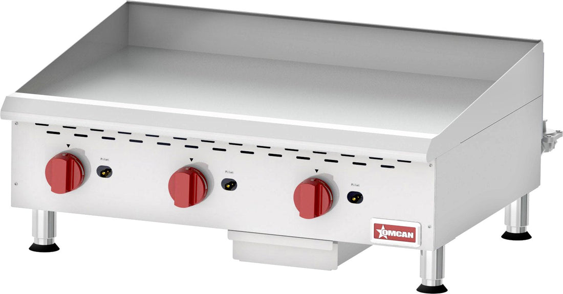 Omcan - Countertop Stainless Steel Manual Gas Griddle with 3 Burners - CE-CN-G36M