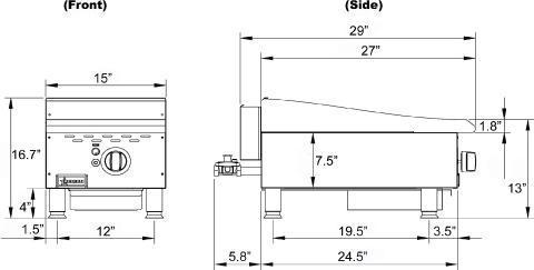 Omcan - Countertop Stainless Steel Thermostatic Control Gas Griddle with 1 Burner - CE-CN-G15TPF