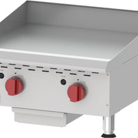 Omcan - Countertop Stainless Steel Thermostatic Control Gas Griddle with 2 Burners - CE-CN-G24TPF