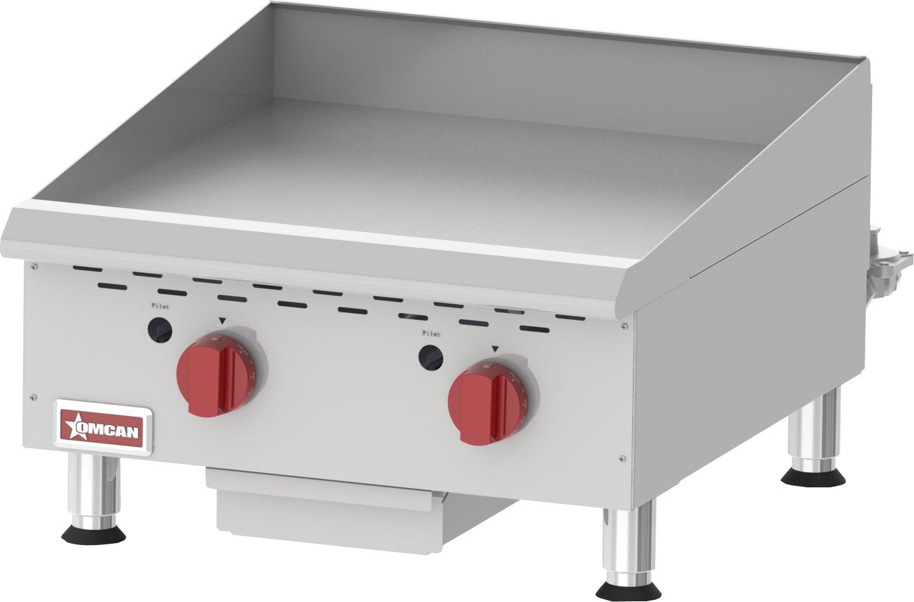 Omcan - Countertop Stainless Steel Thermostatic Control Gas Griddle with 2 Burners - CE-CN-G24TPF