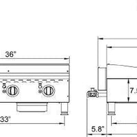 Omcan - Countertop Stainless Steel Thermostatic Control Gas Griddle with 3 Burners - CE-CN-G36TPF