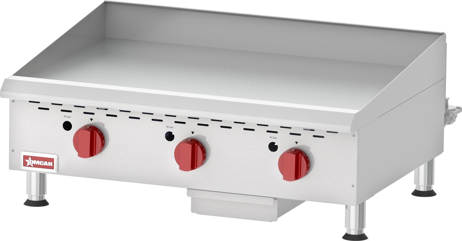 Omcan - Countertop Stainless Steel Thermostatic Control Gas Griddle with 3 Burners - CE-CN-G36TPF