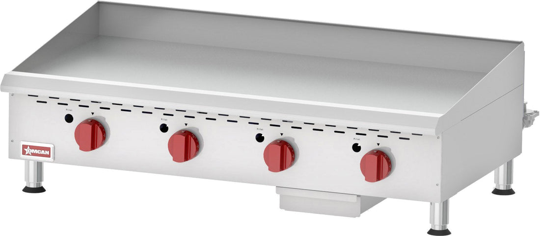 Omcan - Countertop Stainless Steel Thermostatic Control Gas Griddle with 4 Burners - CE-CN-G48TPF