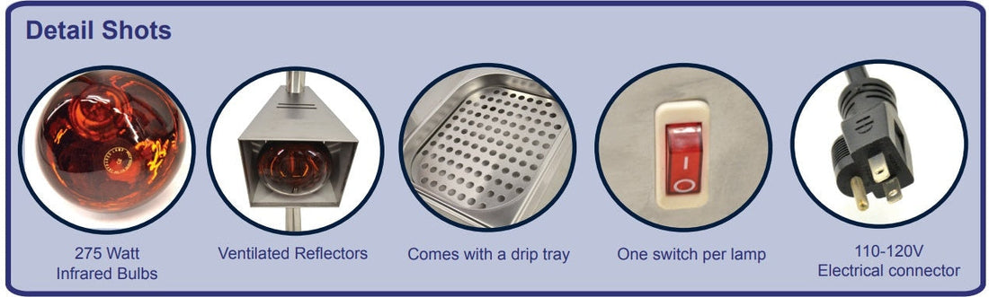 Omcan - Double Bulb Heat Lamp with Tray & 275-Watt Infrared Bulbs - FW-CN-0936