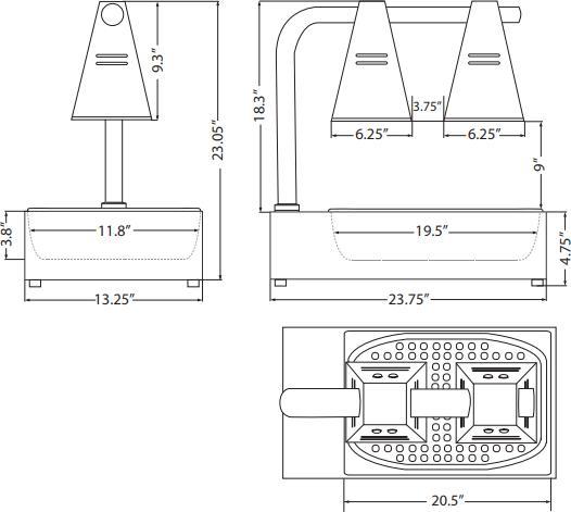 Omcan - Double Bulb Heat Lamp with Tray & 275-Watt Infrared Bulbs - FW-CN-0936