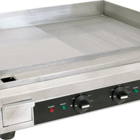 Omcan - Electric Stainless Steel Griddle with Half Smooth Half Ribbed Surface - CE-CN-0610-FR