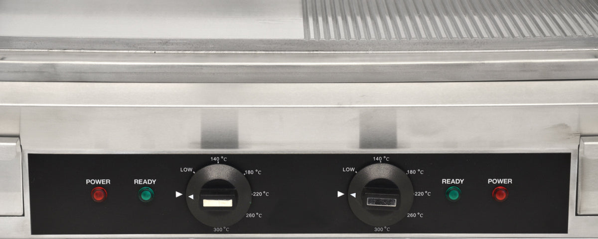 Omcan - Electric Stainless Steel Griddle with Half Smooth Half Ribbed Surface - CE-CN-0610-FR